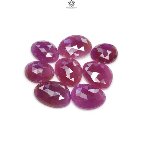 RUBY Gemstone Rose Cut : 63.30cts Natural Untreated Unheated Raspberry Ruby Egg Shape 13*10.5mm - 17*12mm 8pcs Lot