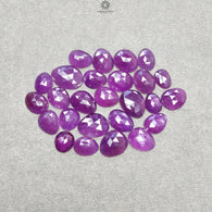 RUBY Gemstone Rose Cut : 92.30cts Natural Untreated Unheated Raspberry Purple Ruby Egg Shape 9*8mm - 14*11mm 26pcs Lot