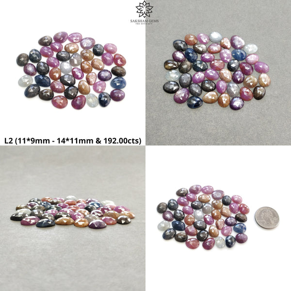 Multi Sapphire Gemstone Rose Cut : Natural Untreated Unheated Sapphire Multi Color Egg Shape Lot