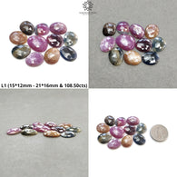 Multi Sapphire Gemstone Rose Cut : Natural Untreated Unheated Sapphire Multi Color Egg Shape Lot