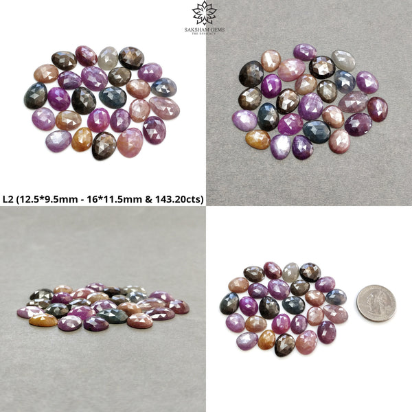 Multi Sapphire Gemstone Rose Cut : Natural Untreated Unheated Sapphire Multi Color Egg Shape Lot