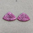 RUBY Gemstone Carving : 44.20cts Natural Untreated Unheated Red Ruby Hand Carved Triangle Shape 21*31mm Pair