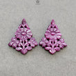 RUBY Gemstone Carving : 51.95cts Natural Untreated Unheated Red Ruby Hand Carved Uneven Shape 34*26mm Pair