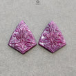 RUBY Gemstone Carving : 53.10cts Natural Untreated Unheated Red Ruby Hand Carved Uneven Shape 31*24mm Pair