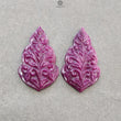 RUBY Gemstone Carving : 82.95cts Natural Untreated Unheated Red Ruby Hand Carved Uneven Shape 41*25mm Pair