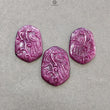 RUBY Gemstone Carving : 128.00cts Natural Untreated Unheated Red Ruby Hand Carved Peacock 34*24mm - 36*26mm 3pcs