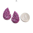 RUBY Gemstone Carving : 51.60cts Natural Untreated Unheated Red Ruby Hand Carved Peacock 33*21mm Pair