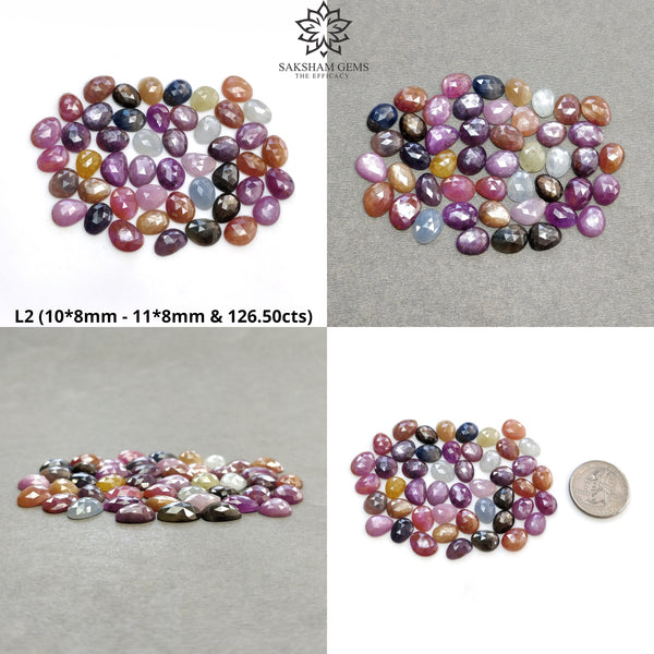 Multi Sapphire Gemstone Rose Cut : Natural Untreated Unheated Sapphire Multi Color Egg Shape Lot