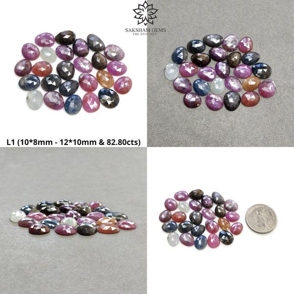 Multi Sapphire Gemstone Rose Cut : Natural Untreated Unheated Sapphire Multi Color Egg Shape 25pcs Lot