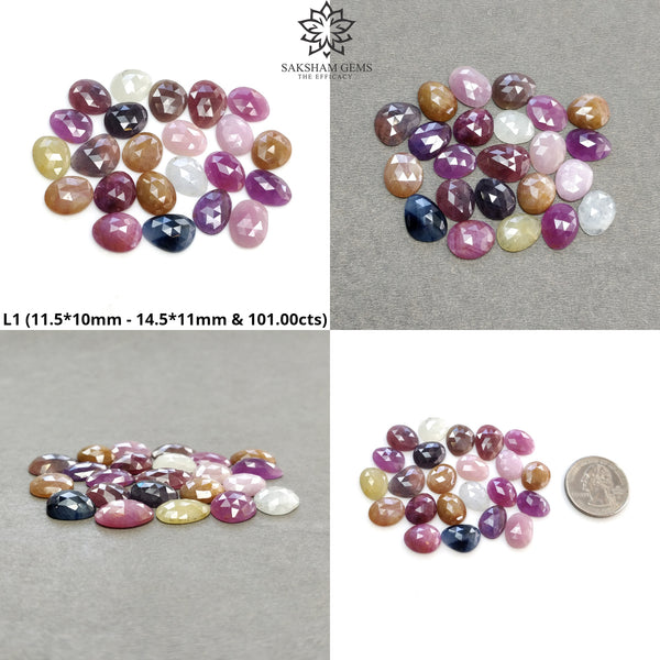 Multi Sapphire Gemstone Rose Cut : Natural Untreated Unheated Sapphire Multi Color Egg Shape Lot