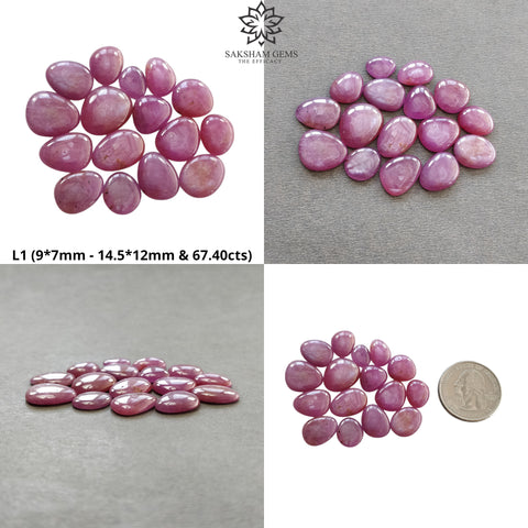 Ruby Gemstone Cabochon : Natural Untreated Unheated Sheen Ruby Uneven Egg Shape Lots