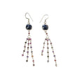 Blue & Multi Sapphire Gemstone 925 Sterling Silver Beaded Earrings : 4.66gms Natural Sapphire Drop Dangle Statement Hook Earring 3.25"