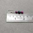 RUBY & BLUE SAPPHIRE Beads Earrings : 5.08gms Natural 925 Sterling Silver Long Dangle Ear Wire Hook Beaded Earrings 2"