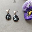 Black & White ONYX Gemstone With 925 Sterling Silver Earring: 7.44gms Natural Pear Round Shape Gold Plated Bezel Set Push Back Earring 1.60"