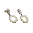 White Onyx 925 Sterling Silver Earrings : 8.50gms Natural Color Enhanced Fancy Shape Bezel Set 2.5" Drop Dangle Push Back Earrings