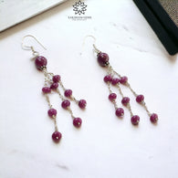 Beads Earring Ruby Beads Gemstone 925 Sterling Silver: 9.00gms Natural Untreated Long Drop Dangle Ear Wire Hook Earrings 3