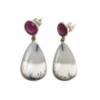 BOTSWANA AGATE & RUBY Gemstone Earrings : 9.09gms Natural 925 Sterling Silver Bi-Color Bezel Set Drop Dangle Push Back Earring 1.6"