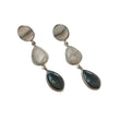 BOTSWANA AGATE Gemstone Earrings : 9.60gms Natural 925 Sterling Silver Bi-Color Bezel Set Drop Dangle Push Back Earring 2.5"