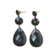 Black ONYX Gemstone With 925 Sterling Silver Earring: 12.66gms Natural Pear Round Shape Rose Gold Plated Bezel Set Push Back Earring 2.5"