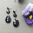 Black ONYX Gemstone With 925 Sterling Silver Earring: 12.66gms Natural Pear Round Shape Rose Gold Plated Bezel Set Push Back Earring 2.5"
