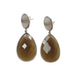 925 Sterling Silver Earring : 13.14gms Natural Agate & Rhinestone Checker Cut Pear Drop Dangle Bezel Set Push Back Earring 2"