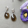 925 Sterling Silver Earring : 13.14gms Natural Agate & Rhinestone Checker Cut Pear Drop Dangle Bezel Set Push Back Earring 2"