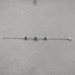 925 Sterling Silver Bracelet : 3.84gms Natural Blue Sapphire Gemstone Round Checker Cut Briolette Bezel Set Chain Bracelet 7.5"