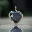 BLUE SAPPHIRE Gemstone With CZ Pendant : 10.34gms Natural Sapphire Normal Cut 925 Sterling Silver Bezel Set Heart Shape Pendant 1.75"