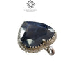BLUE SAPPHIRE Gemstone With CZ Pendant : 10.34gms Natural Sapphire Normal Cut 925 Sterling Silver Bezel Set Heart Shape Pendant 1.75"