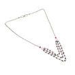 925 Sterling Silver Multi Sapphire Gemstones Beads Chain NECKLACE : 5.75gms Natural Sapphire Round Cut Faceted Beaded 3 Step Necklace 17"