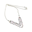 925 Sterling Silver Multi Sapphire Gemstones Beads Chain NECKLACE : 6.00 gms Natural Sapphire Round Faceted Beaded Necklace 19"