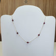 Ruby And White Pearl Gemstones Beads Chain Necklace : 6.33gms 925 Sterling Silver Natural Plain Round Ruby 16" Necklace