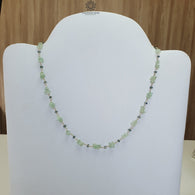 925 Sterling Silver Green Emerald And Blue Sapphire Gemstones Uncut Beads Chain NECKLACE 7.70gms Natural Beaded Necklace 16