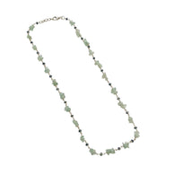 925 Sterling Silver Green Emerald And Blue Sapphire Gemstones Uncut Beads Chain NECKLACE 7.70gms Natural Beaded Necklace 16