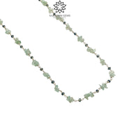 925 Sterling Silver Green Emerald And Blue Sapphire Gemstones Uncut Beads Chain NECKLACE 7.70gms Natural Beaded Necklace 16