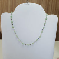 925 Sterling Silver Green Emerald And Blue Sapphire Gemstones Chain NECKLACE 8.00gms Natural Uncut Beads Necklace 17