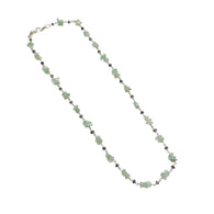 925 Sterling Silver Green Emerald And Blue Sapphire Gemstones Chain NECKLACE 8.00gms Natural Uncut Beads Necklace 17