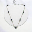 Blue Sapphire Green Emerald And White Pearl Natural Gemstones Round Beads 925 Sterling Silver 10.26gms NECKLACE Chain 18"