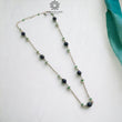 Blue Sapphire Green Emerald And White Pearl Natural Gemstones Round Beads 925 Sterling Silver 10.26gms NECKLACE Chain 18"