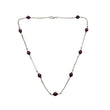 RUBY Gemstone Beaded NECKLACE : 10.52gms Natural Untreated Plain Round Shape Ruby & Pearl With 925 Sterling Silver 19"