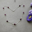 RUBY Gemstone Beaded NECKLACE : 10.52gms Natural Untreated Plain Round Shape Ruby & Pearl With 925 Sterling Silver 19"
