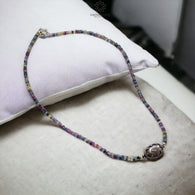 Multi Sapphire Beads Necklace : 11.05gms Natural Untreated Sapphire 925 Sterling Silver Single Strand Faceted Beaded Necklace 16