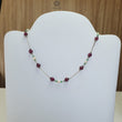 RUBY Gemstone Beaded NECKLACE : 11.19gms Natural Untreated Plain Round Shape Ruby & Pearl With 925 Sterling Silver 16"