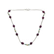 RUBY Gemstone Beaded NECKLACE : 11.19gms Natural Untreated Plain Round Shape Ruby & Pearl With 925 Sterling Silver 16"