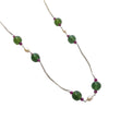 Green Serpentine & White Pearl Gemstones Beads Chain NECKLACE : 13.71gms 925 Sterling Silver Natural Plain Round Beaded Necklace 18"