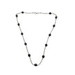 Blue Sapphire Gemstones Beads Chain NECKLACE : 13.82gms Natural Sapphire Cabochon 925 Sterling Silver Plain Beaded Necklace 19"