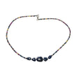 Blue & Multi Sapphire Beads Necklace : 13.87gms Natural Untreated Sapphire 925 Sterling Silver Single Strand Faceted Beaded Necklace 18"