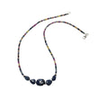 Blue & Multi Sapphire Beads Necklace : 13.87gms Natural Untreated Sapphire 925 Sterling Silver Single Strand Faceted Beaded Necklace 18"