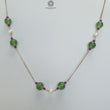 Green Serpentine & White Pearl Gemstones Beads Chain NECKLACE : 14.12gms 925 Natural Serpentine Plain Round Beaded Necklace 19"