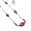 RUBY & EMERALD Gemstone 925 Sterling Silver Beaded Necklace : 17.41gms Natural Zoisite Ruby Untreated Plain Beaded Necklace 16"